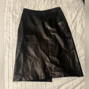 Banana Republic Black Leather Pencil Skirt